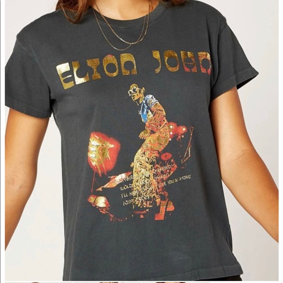 Daydreamer Tops - Daydreamer Elton John in Vintage Black T-Shirt